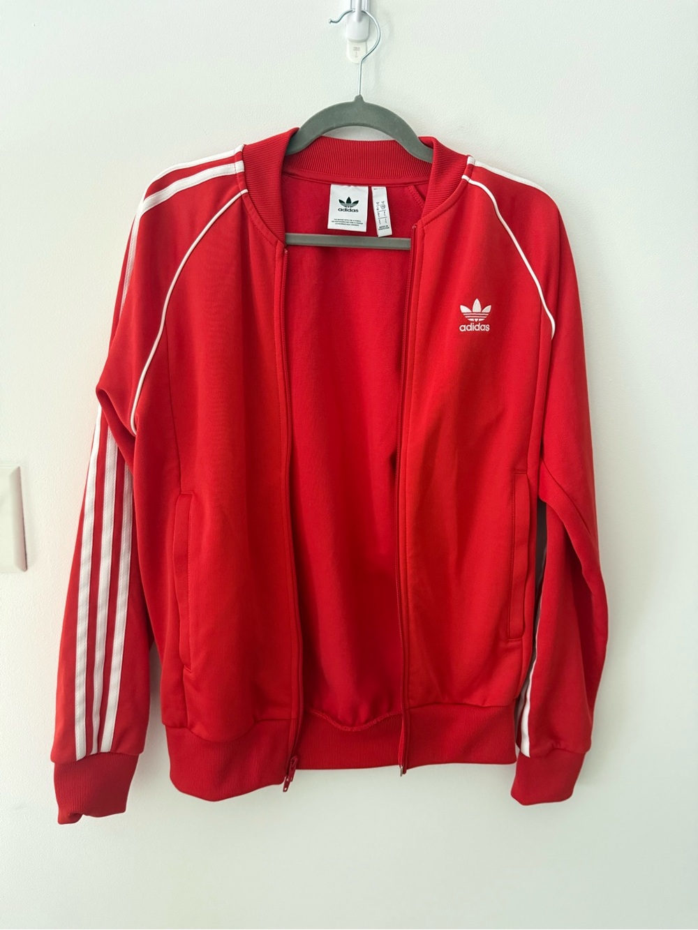 NWOT adidas Classic Red Track Jacket with White Stripes